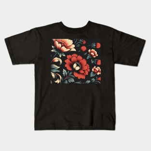 Red Floral Illustration Kids T-Shirt